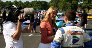 YRC's Fulvio Mussi is interviewed by motorsports broadcaster Louise Goodman