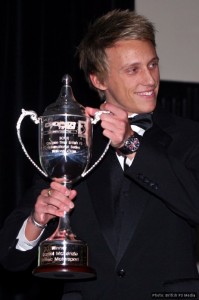 Daniel McKenzie with the British F3 National Class trophy in 2009