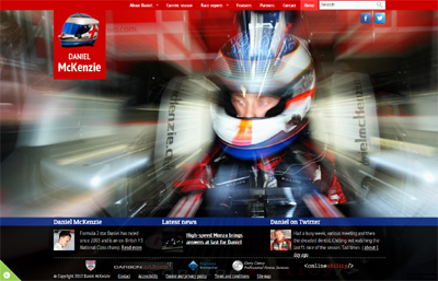 Screenshot of Daniel McKenzie's website showing the front page with motion blur effect